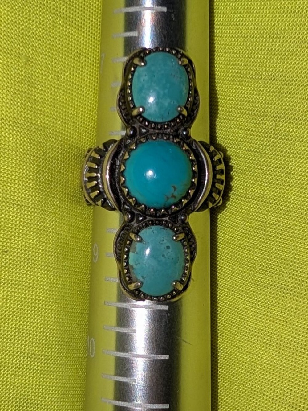 3 stone turquoise ring size 8